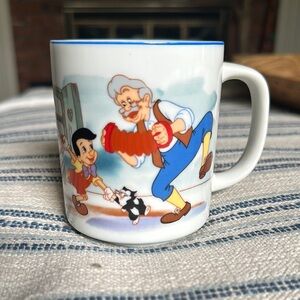 Vintage Disney Pinocchio Character Mug with Blue Rim
